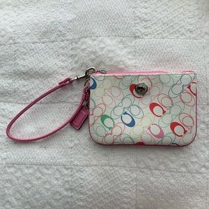Coach Small Wristlet Colorblock Signature Canvas